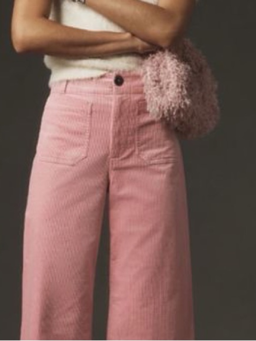 Anthropologie  Maeve Colette Blush Pink Wide-Leg Corduroy Pants - Picture 2 of 9